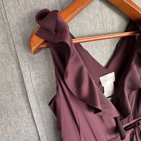 BHLDN Tansy Satin Charmeuse Deep Purple True Wrap Formal Maxi Dress Size 10 - Picture 7 of 17